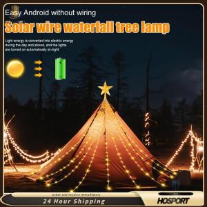 【HOSPORT】LED Waterfall Tree Lights with Topper Star Waterfall Christmas Tree Light for Indoor Yard Patio Home Holiday Party Decor