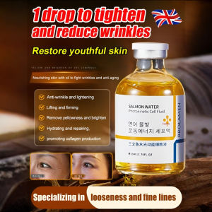 Salmon Water Light Stock Solution for Home Use Facial Small Brown Bottle Collagen Hydrating Essence Ampoule三文鱼水光抗皱精华液