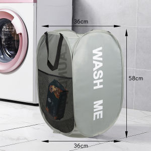 Foldable Laundry Baskets Collapsible Mesh Laundry Hamper Durable Pop Up Laundry Basket with Side Pocket and Reinforced Carry Handles Dirty Clothes Hampers for Laundry Easy to Carry & Sort for Dorm Home Kids Room Travel