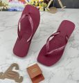 New Best seller Hvainas Fashion Slim Square Flip Flops Plain Slipper for women. 