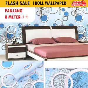 Wallpaper Dinding 45cm x 10m Polkadot Burung Biru