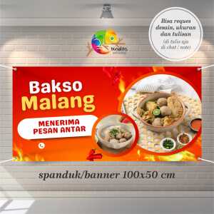 Cetak Spanduk Banner Jingga Modern Bakso Malang