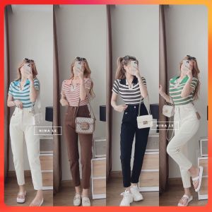 🔥[C134] Áo len thun Montoghi dệt kim QC cổ đức SỌC NGANG PHỐI GÂN tay ngắn Quảng Châu - kholenqc