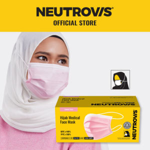 Neutrovis 3-Ply Hijab Basic Medical Face Mask 50s - Sweet Pink (HEADLOOP)