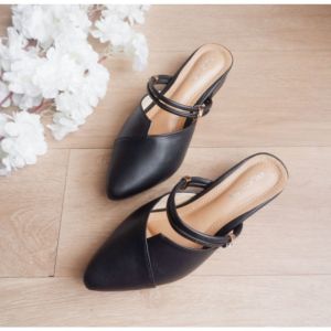 Sandal High Heels Selop Wanita 5 cm Mutiara Simpel Elegan Terbaru Sendal Hak Heels Kekinian Viral