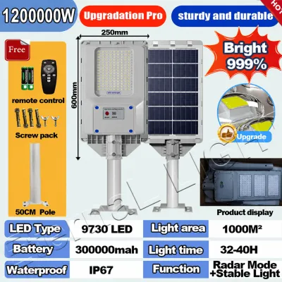 【BUY1 TAKE1】Solar Street Light Outdoor Waterproof IP67 800000W 1200000W 1600000W 2000000W LED outdoor heavy duty safe wires auto-sensing outdoor lamp remote control waterproof flood light suitable for yard fence garden terrace front door shed deck Lumen