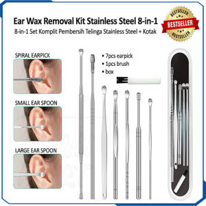 Korek Kuping Besi Stainless Steel 8 in 1 Alat Pembersih Telinga Lengkap Murah 8 pcs set Ear Wax Picker
