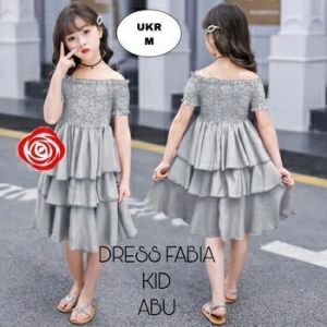 Baju Dress Anak Perempuan Cewek Umur 7 8 9 Tahun Sabrina Susun Fabia - Pink