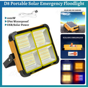 Solar Charging LED Light D8 1000W Portable Multifunctional spot light Can ese as Power bank
