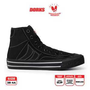 Dorks Metro High Full Black - Sepatu Sneakers Casual Pria Wanita Sepatu Sekolah Dorks