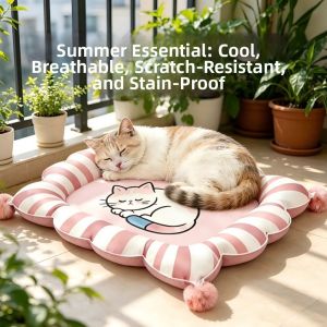 OUTOPEN Wear-Resistant Pet Cooling Mat Double-Sided Removable Ice Silk Pet Bed Cartoon Pattern Comfortable Cat Ice Pad Summer Season