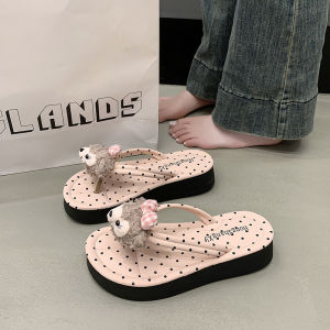 [Free Shipping] Cute Cartoon Polka Dot Shirley Rose Flip-Flops for Women Summer Outdoor Wear 2026 New Thick-Soled Beach Sandals