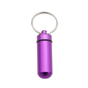 B.F. Aluminum Keychain Medication Pill Box Portable Mini Travel Pill Boxes Medicine Vitamin Holder case