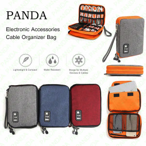 PANDA TAS PENYIMPANAN Kabel Portable Electronics Organizer Storage Bag Travel Electronic Accessories Cable Organizer Bag Waterproof Travel Cable Storage Bag for Charging CableCellphoneMini Tablet (7.9 inch or 9.7 inch) [Stok & Pengiriman Cepat]