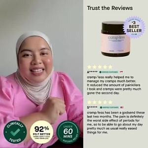 Moom Health Vitamins and Minerals Cramp/less 100% Natural Support for PMS Period Cramps Mood Swings Women’s Health Supplement 60 Caps