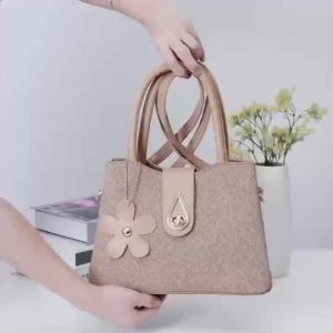 FRIDA BAG#8405 Functional 2-Ways Shoulder/Crossbody Bag Leather Distinctive Flower Pendant.