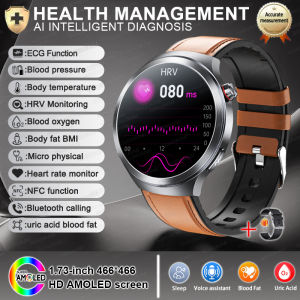 2025New Body Health Analysis Reduce three highs Smart Watch Men ECG+PPG Blood pressure lipids Uric acid BT Call Smartwatch clock