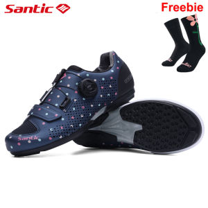Santic Women Cycling Shoes PU Non-locking Power-assisted Breathable Non Cleats Bicycle Bike Sneakers