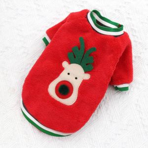 Dog Christmas Clothes Soft Warm Fleece Sweater For Small Dogs Puppy Cat Costume Coat XS-XXL