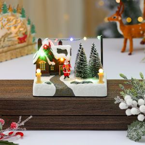17CM 2025 Christmas Village Christmas Tree Lights With Music Rotating Music Box decoration Christmas Gift