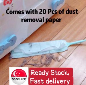 [SG SELLER] Lengthen Gap Dust Duster with 20Pcs Clean Paper Bathroom Cleaning Bar Supplies Soft Dusting Brush for Corner Dust Removal