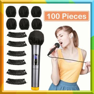 100PCS Microphone Cover Disposable Non-Woven Microphone Windscreen Protective Cap