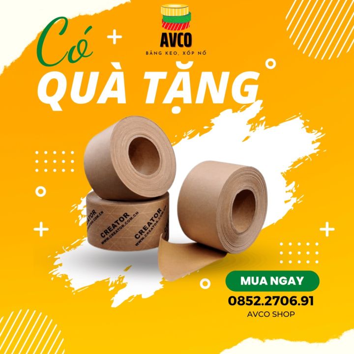Băng dính giấy Kraft da bò [RẺ VÔ ĐỊCH] khổ 5cm, 2.5cm trơn, nhám viết ...
