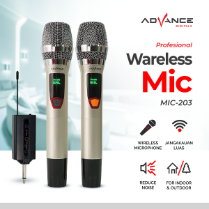 Mic Wireless MIC-203 Tanpa Kabel Suara Jernih Profesional 2 Microphone Karoke Mic Speaker Jack Besar