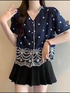 AIYITI Korean Style V-Neck Short Sleeve Large Size Shirts 2026 New