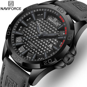 NAVIFORCE Top Luxury Brand Mens Watches Fashion Leather Strap Quartz Outdoor Waterproof Clock Business Casual Date Watch