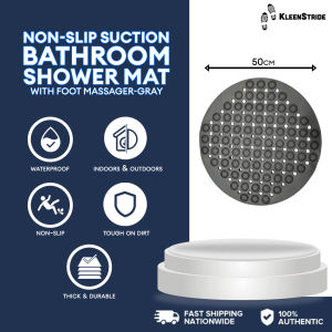 KleenStride Round Nonslip Bath Mat Shower Mat with Suction Cups | Anti Slip Foot Massage Rubber Mat