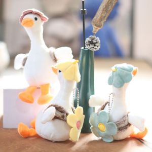 Q-1151 STORE Cartoon Big White Goose Key Chain Soft Plush Plush Goose Keychain Cute Plush Goose Doll Backpack Decor