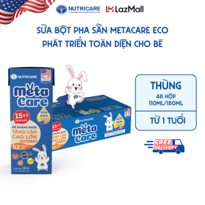 Thùng 48 Hộp Sữa Bột Pha Sẵn METACARE ECO Nutricare Tăng Cân Chiều Cao Tăng Sức Đề Kháng Từ 1 Tuổi Với Sữa Non 24H