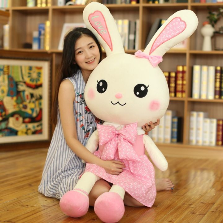Rabbit Plush Toy Cute Skirt Rabbit Soft Animal Kids Cartoon Big Ear Bunny  Plush Hug Stuffed Pillow Girl Christmas Birthday Gift
