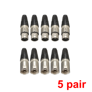 5 pair. Pack Roxtone XP3FM Premium 3 Pin XLR Male Female Jack Plug Set Adapter Audio Adaptor Wire Cable Connector Mic Microphone 3Pins 3-Pin 3 Pole