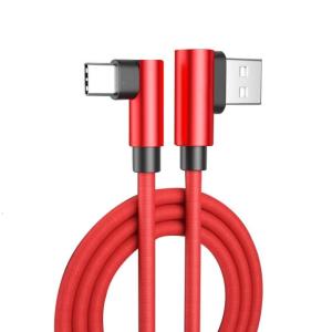 Double Elbow Type C USB Cable With Braided Fabric Designing Flexible and High Strength For Smartphones 1 Pack