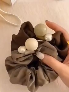 Gelung Rambut Mutiara ✨ Pearl Scrunchie Hair Band Minimalist Elegant Soft Elastic Hair Tie INS Style for Women