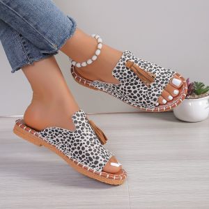 Large Size Flat Slippers For Women New Summer Tassel Beach Shoes Size 43
