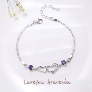 Lareyna Aravenda Gelang Tangan Wanita S925 Korea Style Double Heart Crystal GL003