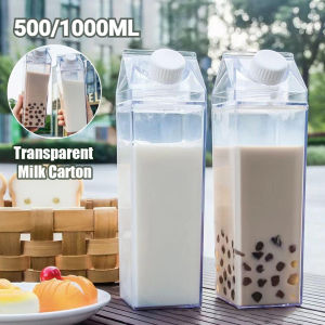 Plastic Transparent Water Bottle Outdoor Camping Specific Beverage Bottle Square Milk/Juice Storage Bottle