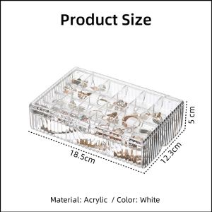 【Woody】 New Multi-layered Multi-compartment Jewelry Storage Desktop Earring Dust Box See-through Jewelry Box