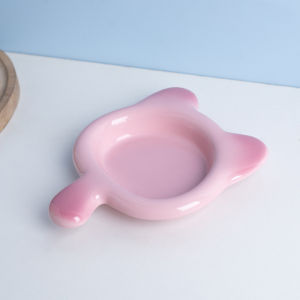 Pet Ceramic Bowl with Handle Anti Flip  Cute Cat Food Dish Kitten Snack Plate & Meal Basin
