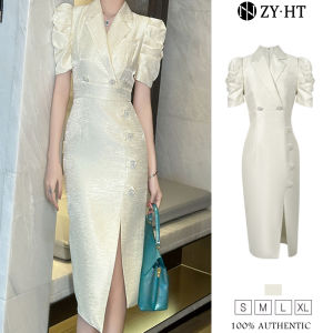 ZYHT EraVogue Womens Dresses Cream Dresses Inflatable Sleeve Dress Suit Dress Work Dress High-class Dress Vintage Dress Event Dress Party Dress Evening Dress 50758