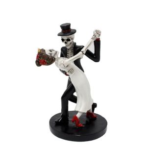 FEEZE Mini Dancing Skeleton Couple Figurine Resin Funny Dance Skeleton Figurine Creative Decorative Skeleton Couple Ornament for Halloween