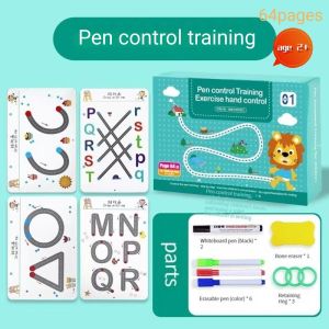 136 pages Magic Tracing Book for Kids Reusable Copybook with Pens Eraser Educational Pre-school Writing Books