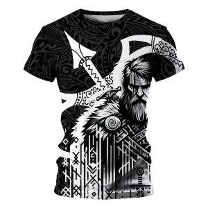 [Local Stock] VCC Nordic Pirates Print Mens T-Shirts Hip Hop Trend Harajuku Vintage Clothes Casual O-neck Short Sleeve Summer Fashion Street Tops