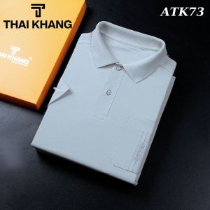 Áo thun nam tay ngắn trung niên có túi form rộng rãi loại áo sơ mi có cổ trung niên thiêu túi ATK7