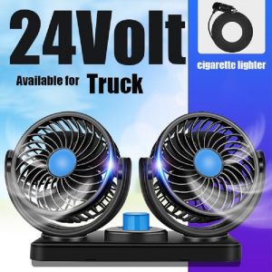 12V /24V USB Car Electric Fan Double Headed Truck Cooling Air 360 Degree All-Round Adjustable