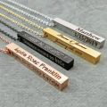 Vnox Fashion Vertical Bar Necklace Kwintas Personalized Engraving 4 Sides Name Birth Date Necklace Kwintas for Women Men, Customized Jewelry Birthday Mother Day Party Birthday Gift,22inch. 