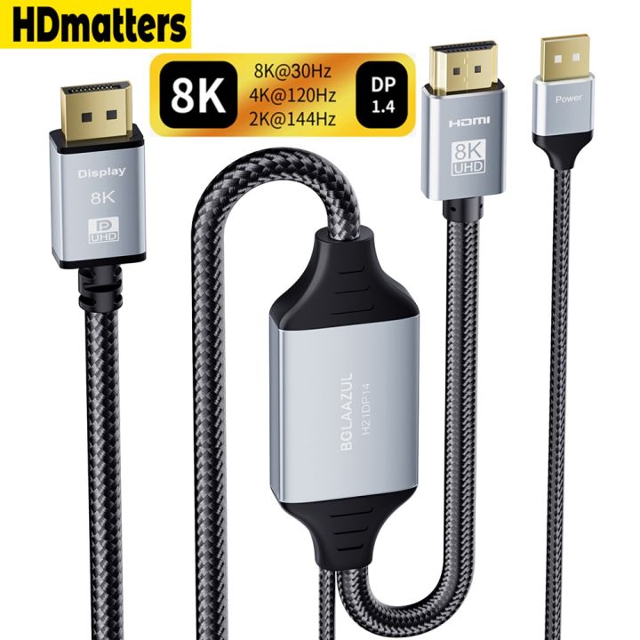 Active 8K HDMI 2.1 To Displayport 1.4 Cable 4K HDMI To Displayport 144Hz Converter Adapter HDMI